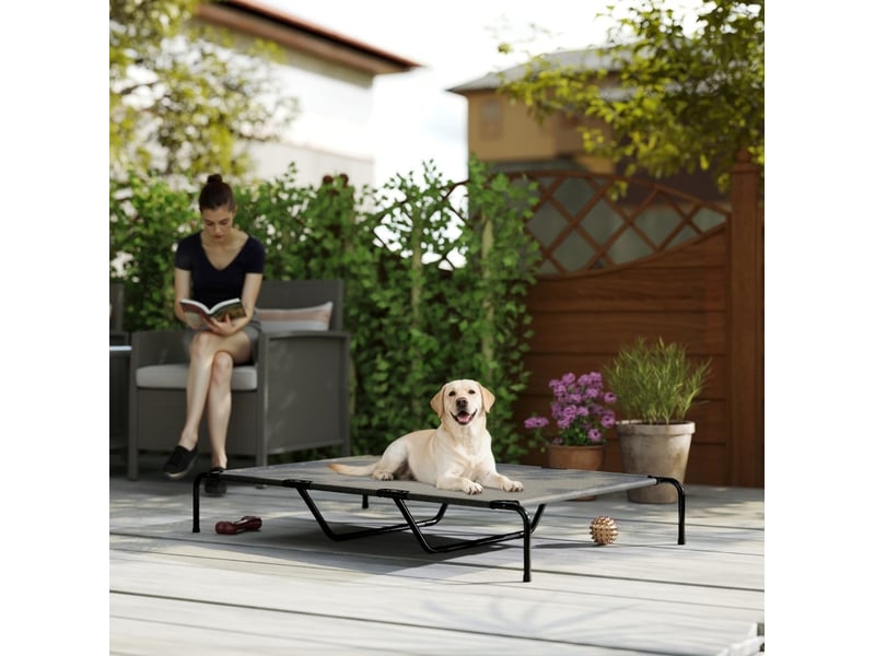  Lit surélevé extérieur 152x94x23 cm en maille grise pour grands animaux  - Conforama B