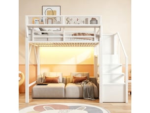 Lit mezzanine 140x200 cm <strong></strong>  <strong>Bubbly</strong> coloris blanc