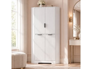 Meuble d'angle avec 4 portes et étagères réglables en mdf blanc pour cuisine, salon et salle à manger 60×60×172 cm