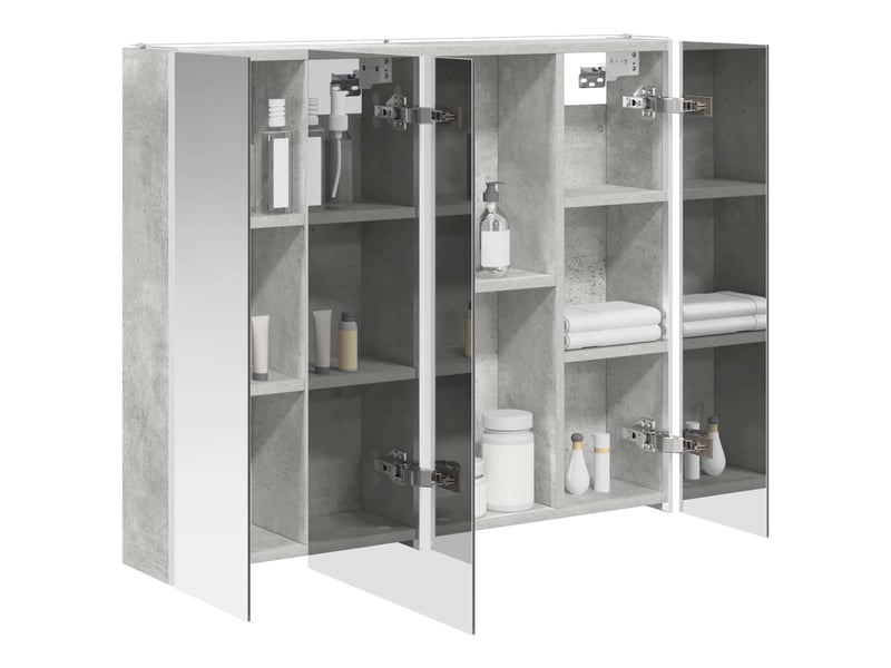 Armoire miroir de salle de bain, cabinet de salle de bain gris béton 83,5 x 15,5 x 70 cm cf65166 - Conforama C