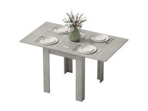 Table à manger extensible 4 à 6 personnes en panneau de particules gris 70-140 cm