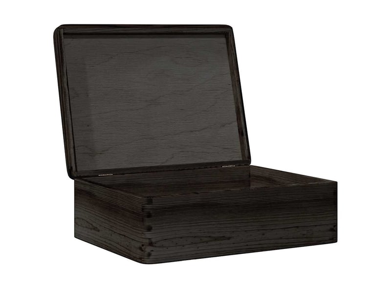  Boîte de rangement, coffre de rangement avec couvercle noir 40x30x13cm bois de pin massif  - Conforama E