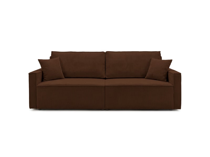  Farah - canapé droit 3 places convertible accoudoirs slim en velours cotelé  - Conforama E
