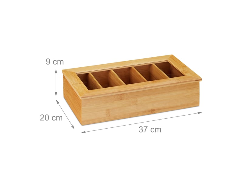  Boîte à thé en bambou rangement cuisine avec 5 compartiments design naturel et chaleureux en bambou 13_0009018  - Conforama B