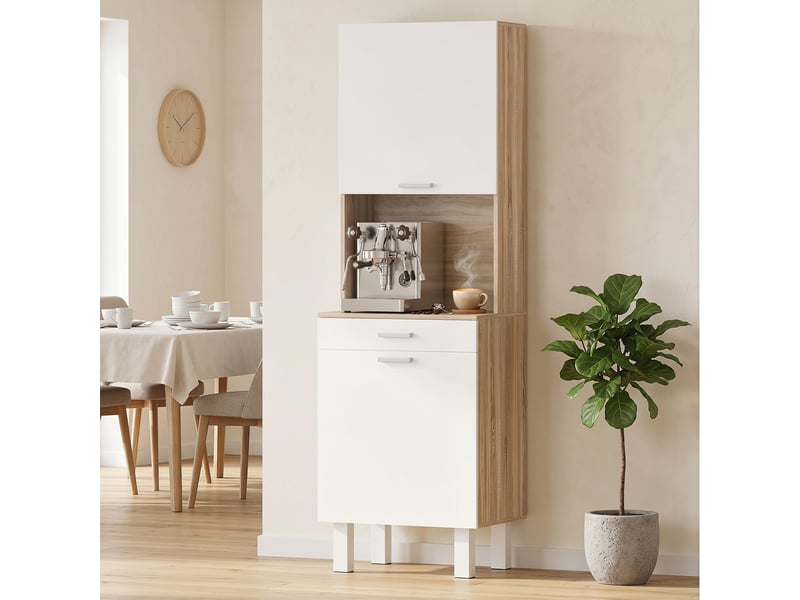  Meuble de cuisine de 174 cm avec tiroir, étagères, plan de travail et passe-câbles  - Conforama D