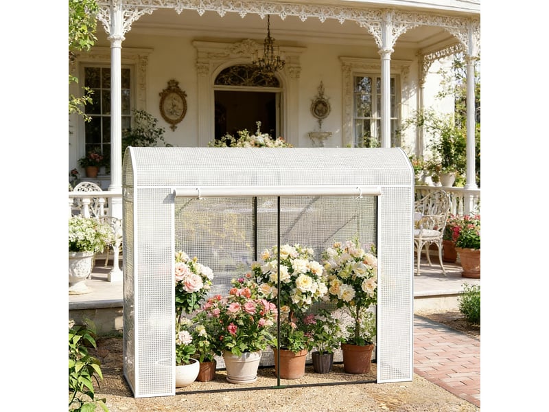Serre de jardin - blanc - polyéthylène et acier - poids 5.8 kg - protection contre le froid et les uv 200x68x170cm - Conforama A