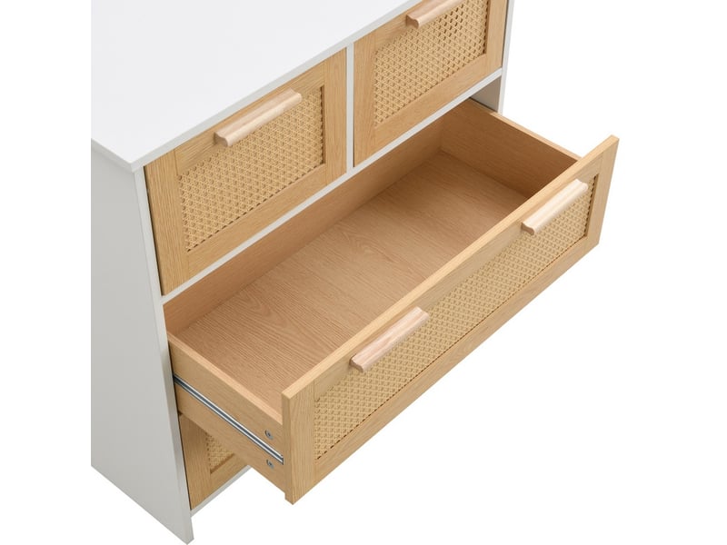 Armoire de rangement, 80 x 80 x 38cm, 4 tiroirs, buffet pour coucher, salon, salle à manger et couloir, marron  - Conforama E