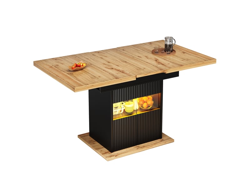  110-140 noir table à manger extensible avec rangement, design moderne, structure fonctionnelle pour cuisine et salle à manger  - Conforama A