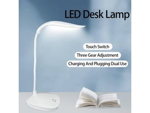 Lampadaire de bureau portable, rechargeable – variateur tactile, protection oculaire, pour étude et travail-blanc