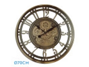 Horloge murale fabrilamp mesina 70 x 70 cm bronze engrenages mobiles