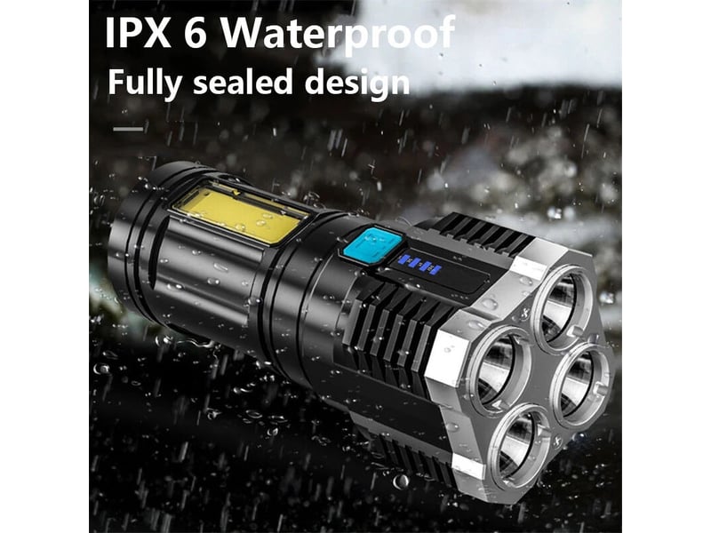  La torche lumineuse be de 10000000lm a mené l'éclatement de noyau quadruple de lumière tactique rechargeable d'usb  - Conforama B