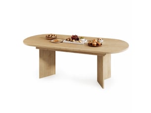 Table à manger extensible 160-200x90x75cm, plateau 18 mm aux angles arrondis, panneau aggloméré finition chêne, style moderne, pour salon