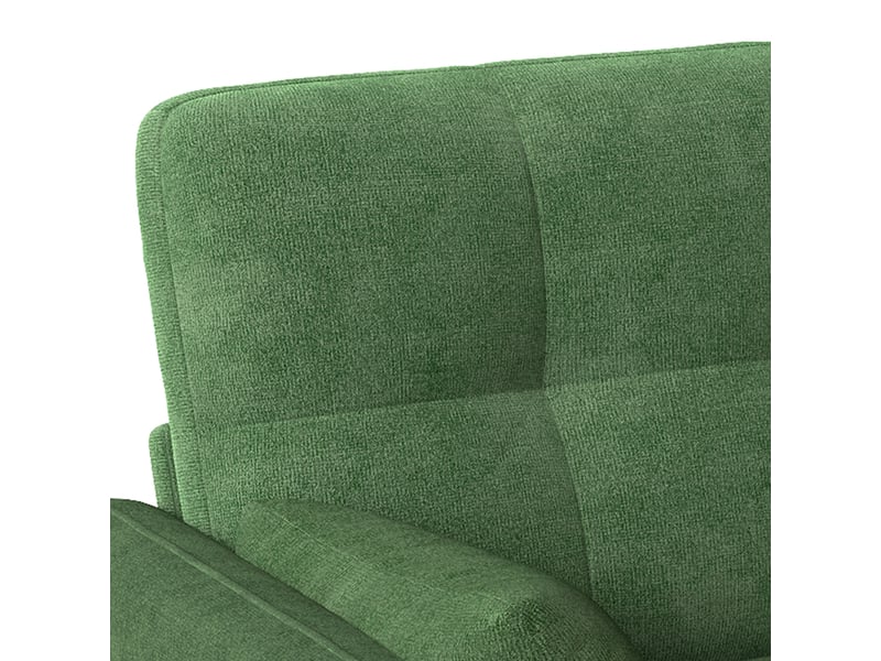 Canapé droit 2 places vert en chenille, assise épaisse, 2 coussins et poche latérale Fay Lum - Conforama E