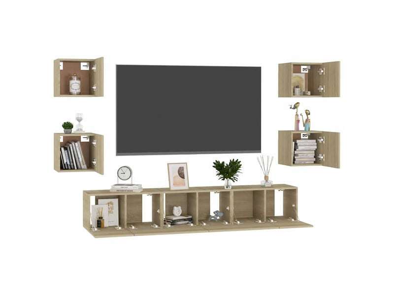  Ensemble de meubles tv 7 pcs chêne sonoma bois d'ingénierie shl67772  - Conforama C