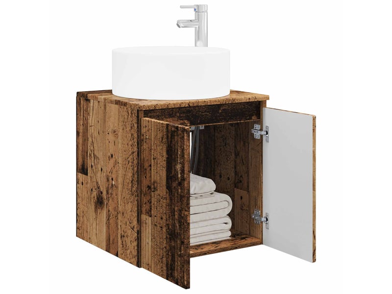 Meuble de lavabo mural, rangement salle de bain bois ancien 49.5x44.5x65.5 cm  - Conforama C