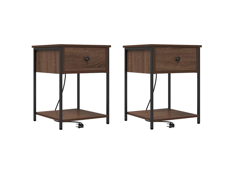 Table de chevet - cabinet de chevet - table de nuit 2 pièces chêne brun 42 x 41 x 56 cm - Conforama A