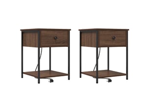 Table de chevet - cabinet de chevet - table de nuit 2 pièces chêne brun 42 x 41 x 56 cm