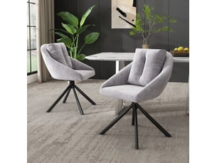 Lot de 2 chaises pivotantes 65x59x79 cm, confortables, velours gris, design ergonomique, pieds en métal noir