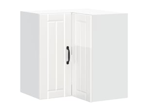 Meuble de rangement, armoire murale d'angle de cuisine lucca blanc brillant