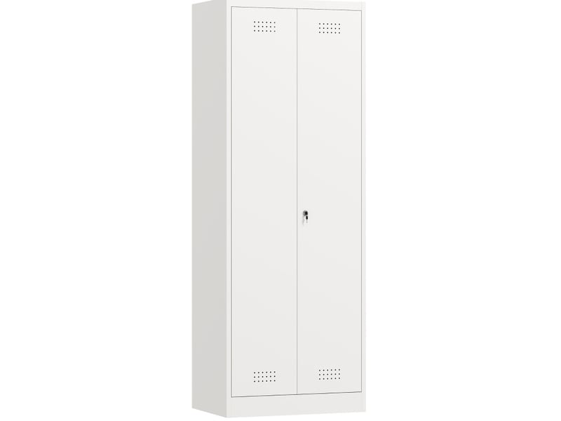  Armoire de rangement avec 2 portes, 3 étagères réglables et tringle pour garage en acier crème 60 × 40 × 165 cm  - Conforama A