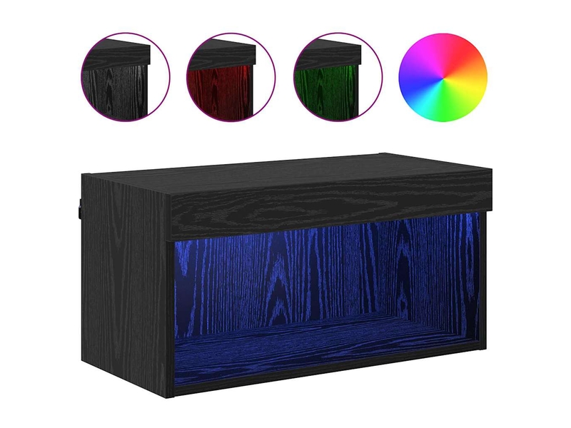 Ensemble meuble tv - banc tv - meuble de rangement 60 x 30 x 30 cm chêne noir bois d'ingénierie - Conforama D