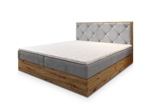 Lit avec rangement 180x200 cm <strong>MASSENO</strong> <strong></strong> coloris gris