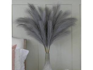 Grande herbe de pampa gris faux 5 tiges extra moelleux faux 70cm bouquet de fleurs plume salon home decor boho home decor grand vase table fleur mariage, gris