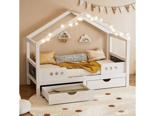Lit cabane 90x200 cm <strong>SWEIKO</strong> <strong></strong> coloris blanc