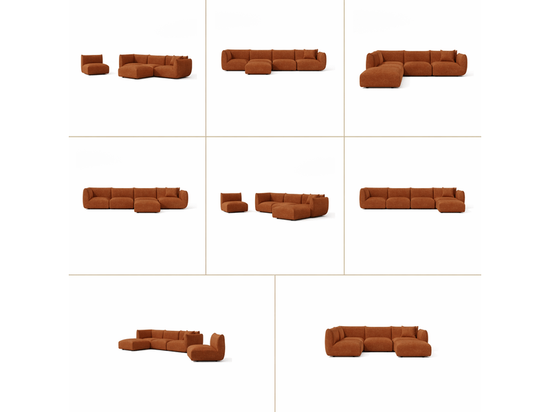 Canapé grand angle gauche modulable 7 places en velours chenillé nooma NOOMA - Conforama D