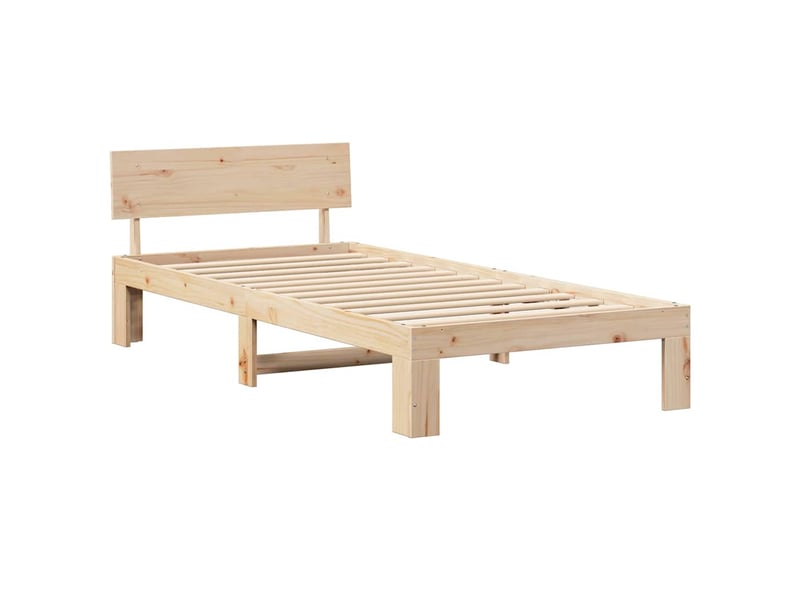 Lit simple- lit adulte - cadre de lit avec tête de lit naturel 90 x 190 cm pin massif - Conforama C