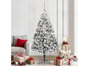 Sapin de noël artificiel, arbre de noël blanc 210 cm pvc, acier et plastique shl5332