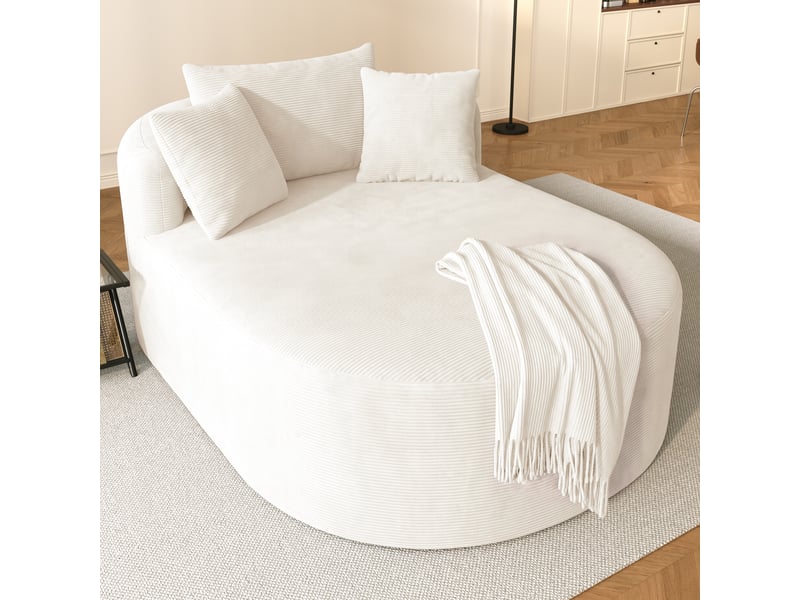  Fauteuil relax ovale à assise profonde sans montage  - coussin de soutien velours côtelé beige clair  - Conforama B