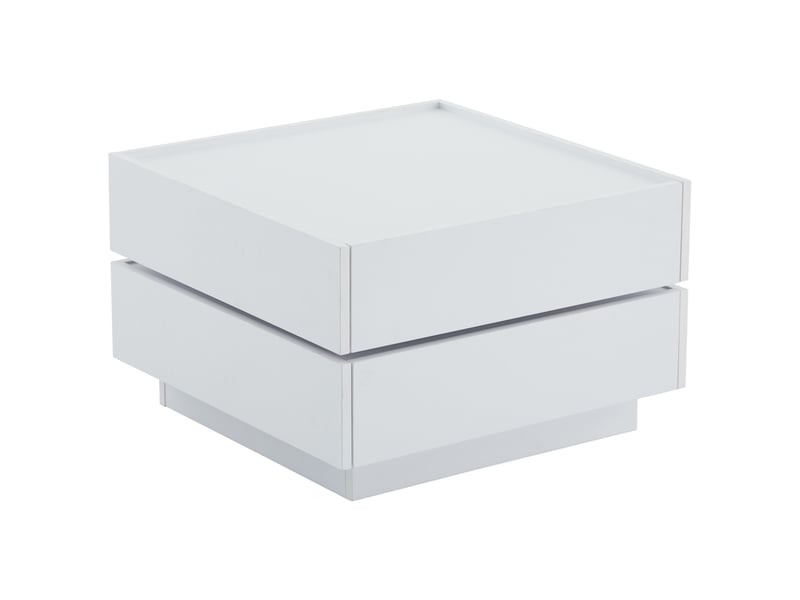 Table basse carrée en panneaux de particules avec 2 tiroirs,pivotant à 360°,blanc table basse blanc - Conforama A