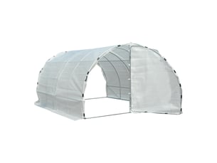 Serre de jardin tunnel surface sol 12 m² 4l x 3l x 2h m châssis tubulaire renforcé 25 mm double porte avec poignées blanc