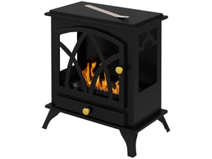 Cheminée bioéthanol sur pied noire, brûleur 1,2 l, couverture 25 m²