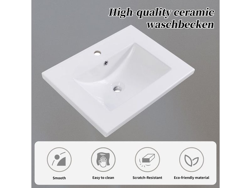  Meuble de salle de bain - truxen8 - lavabo individuel - gris clair - 60cm - céramique 61x46x90cm - Conforama D