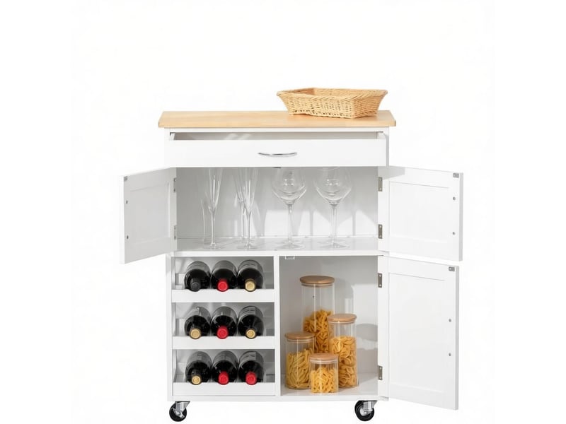 Desserte de cuisine compacte avec rangement, meuble roulant buffet, organisateur, blanc - Conforama A