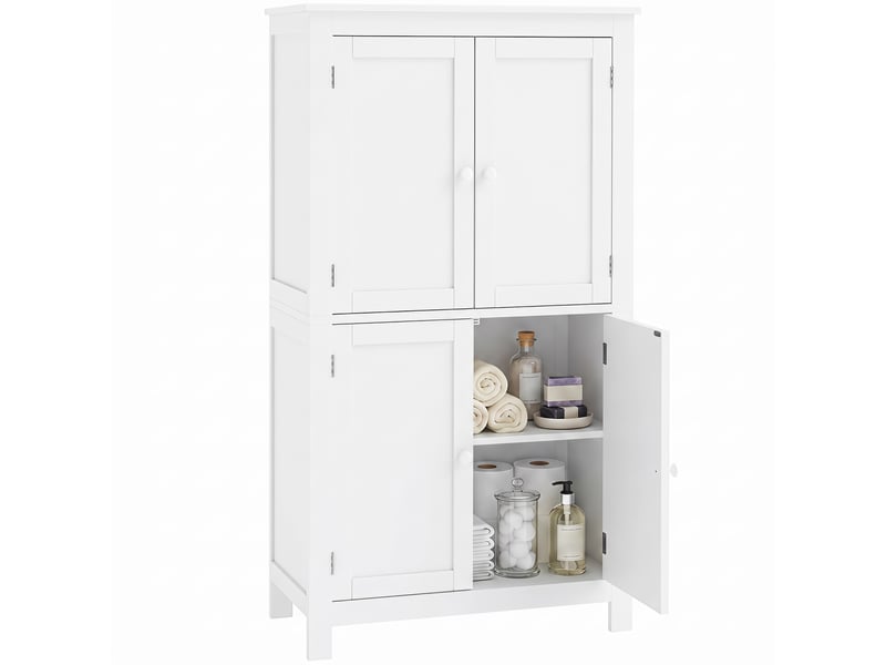  Meuble de salle de bain 4 portes avec étagères réglables mdf blanc 60 x 30 x 110 cm  - Conforama A