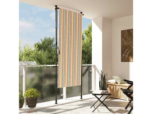 Store enrouleur, store roulant d'extérieur jaune et blanc 100x270 cm tissu acier cf47431