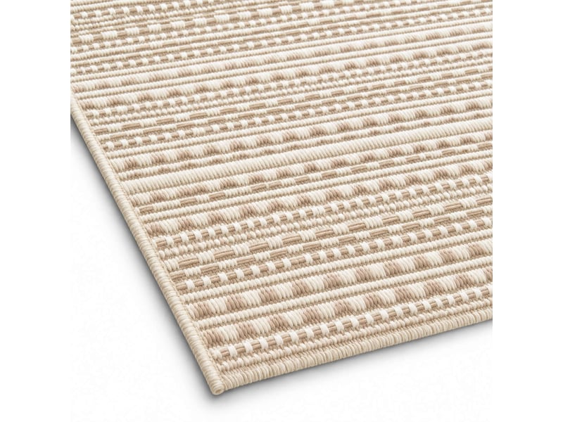  The white stone tapis extérieur à rayures 140x200 cm tourterelle | pour intérieur et extérieur, résistant aux uv et à l'eau, lavable | tapis en polypropylène tissé à plat effet sisal  - Conforama B