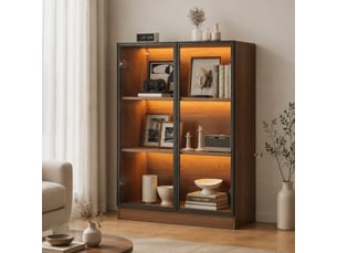 Vitrine coloris naturel 3 étagère(s) STILVORA  - 80 cmx106 cm