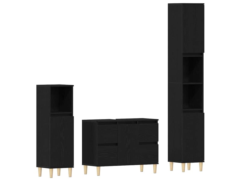 Ensemble de mobilier de salle de bain 3 pièces chêne noir cf64452 - Conforama A
