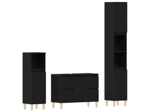 Ensemble de mobilier de salle de bain 3 pièces chêne noir cf64452
