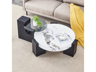 Table basse rond(e) coloris bicolore LPOSPI - 61 cmx44 cm