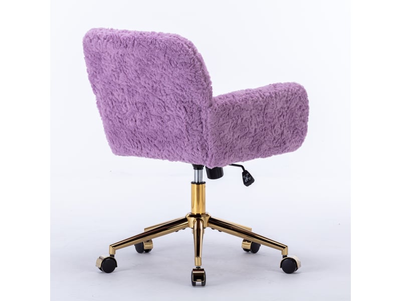  Chaise de bureau violette en fausse fourrure avec accoudoirs, pivotante et réglable en hauteur  - Conforama E