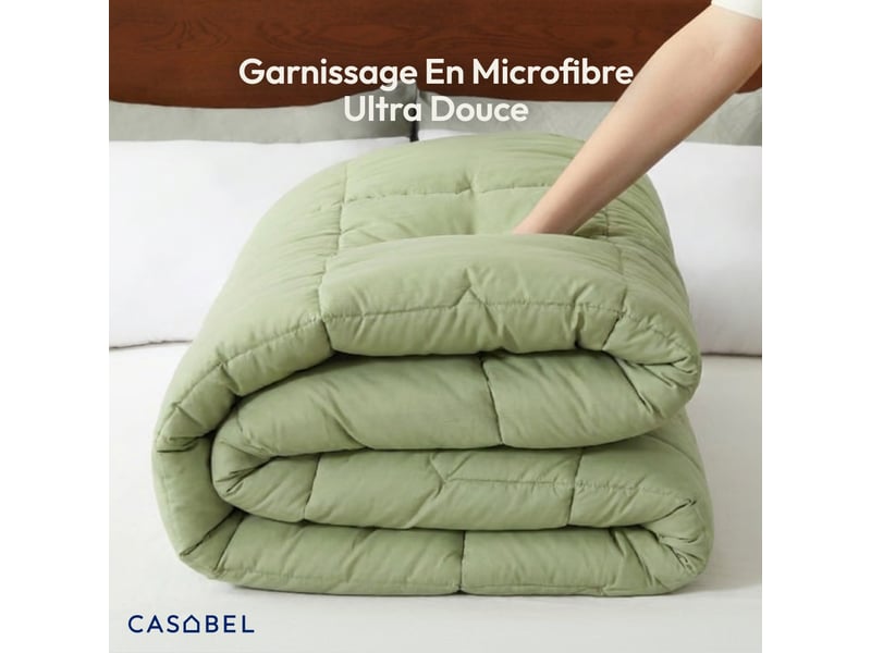  Casabel couette très chaude hiver, 700 gm², 220x240cm, piquage diamant, ultra confortable, 2 personnes, sauge &amp; kaki  - Conforama E