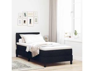 Lit adulte, lit simple, lit à ressorts avec tête de lit noir 90x200cm tissu cf17230