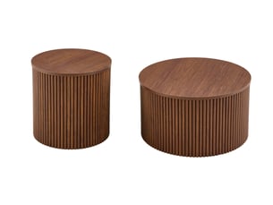 Ensemble de table basse gigognes rondes, rangement intégré, mdf, coloris marron