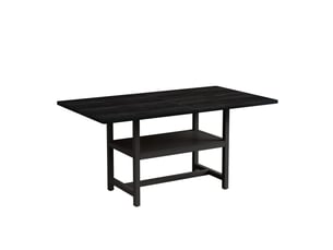 Table de salle à manger rectangulaire noire rayofi, 160x90x76 cm, 4-6 personnes, plateau mdf imitation bois noir, pieds métal avec étagère de rangement