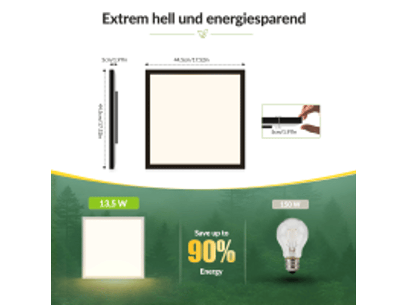  Zmh plafonnier led pour salon 13.5w noir plafonnier moderne 45x45 cm intensité variable  - Conforama D